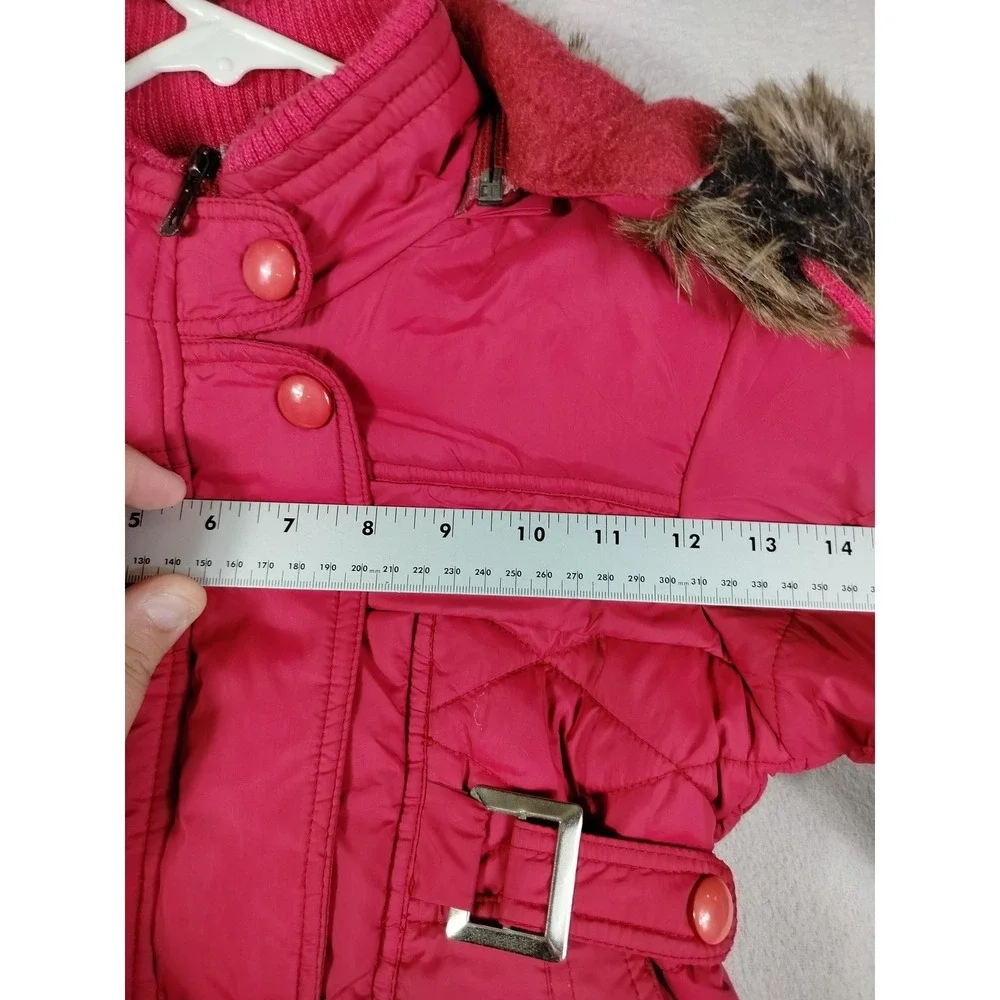 Most Kids Coat Girls 7 Pink Hooded Faux Fur Trim Parka Winter Puffer Warm
